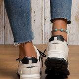 Mujer Zapatos de atletismo con parche de letra con cordon delantero moda artificial de cuero para