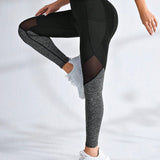 Yoga Future Leggings de yoga con panel de color en contraste Leggings de gimnasio con insercion de malla con bolsillo para telefono