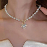 Collar con colgante con perla artificial & con diseno de diamante de imitacion en forma de craneo