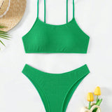 NEW  Swim Basics Conjunto De Traje De Bano Bikini De Textura De Color Solido