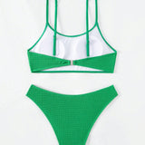 NEW  Swim Basics Conjunto De Traje De Bano Bikini De Textura De Color Solido