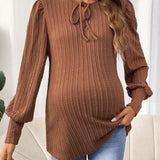 Maternidad Camiseta de cuello con cordon de manga farol