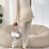 Maternidad de hombros caidos Pullover & de cintura ajustable Pantalones deportivos