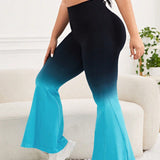 Yoga Trendy Talla grande Pantalones deportivos de ombre de cintura ancha pierna amplia