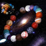 Pulsera con cuentas de ocho planetas a la moda, pulsera de Chakra de Yoga cosmica de piedra Natural para hombres