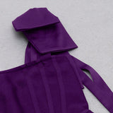 Vestido vendaje de muslo con abertura de un hombro con lazo