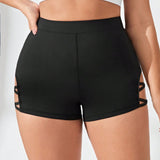 Yoga Sxy Pantalones Cortos Deportivos Huecos Con Tiras Cruzadas Y Talla Grande Para Mujeres