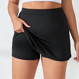 Tennis Basic Falda-pantalon Deportiva De Talla Grande Para Mujer Con Bolsillos
