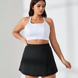 Tennis Basic Falda-pantalon Deportiva De Talla Grande Para Mujer Con Bolsillos
