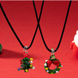 NEW 1 Pieza Simple Collar Con Colgante De Corona De Arbol De Navidad De Vidrio Para Mujeres, Regalo De Vacaciones Y Fiestas Navidenas