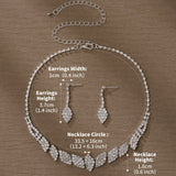NEW 3 Piezas Juegos De Pendientes Y Collar Exquisitos Y Sencillos Con Diamantes De Imitacion De Feng Para Mujer, Accesorios Decorativos De Moda