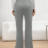 Pantalones Acampanados De Cintura Ajustable De Color Solido Para Mujeres Embarazadas