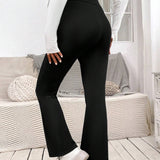 Pantalones De Maternidad De Cintura Ajustable De Color Solido