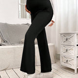 Pantalones De Maternidad De Cintura Ajustable De Color Solido