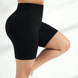 Yoga Basic Pantalones Cortos Deportivos Con Cintura Ancha De Color Liso De Talla Grande
