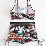NEW Conjunto De Bikini Estampado De Plantas Tropicales Para Mujer