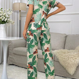 Conjunto De Pijama Con Estampado Tropical
