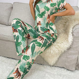 Conjunto De Pijama Con Estampado Tropical
