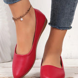 Zapatos Planos Para Mujeres De Puntera Puntiaguda De Moda Para La Primavera Y El Otono 2024 Con Suela Comoda Para Conjunto Casual, Rojo