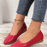 Zapatos Planos Para Mujeres De Puntera Puntiaguda De Moda Para La Primavera Y El Otono 2024 Con Suela Comoda Para Conjunto Casual, Rojo
