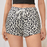 Pantalones De Pijama Con Estampado De Leopardo Para Mujer Con Cintura Elastica Con Cordon