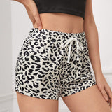 Pantalones De Pijama Con Estampado De Leopardo Para Mujer Con Cintura Elastica Con Cordon