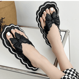Sandalias Para Mujer Con Diseno De Mariposa, Deslizables Y Con Nudo, Color Solido, Suela Antideslizante Y Comodos Zapatos Casuales Con Suela Suave