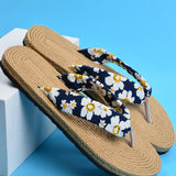 NEW Nuevas Zapatillas De Paja Tejidas Con Estilo De Vacaciones Con Patron Floral Pequeno Y Elegante Para Mujer