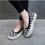 NEW Nuevos Zapatos Planos De Mujer Transpirables Tejidos Con Suela Comoda Engrosada Y Altura Aumentada Para La Primavera Y El Verano