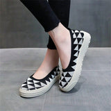 NEW Nuevos Zapatos Planos De Mujer Transpirables Tejidos Con Suela Comoda Engrosada Y Altura Aumentada Para La Primavera Y El Verano