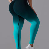 Pantalones Deportivos Para Mujer De Talla Grande Con Degradado De Color