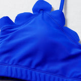 Azul electrico / M 3 piezas vestido de baño bikini ribete en abanico