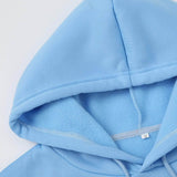 azul bebe / M Buzos con capucha con cordón con forro térmico unicolor