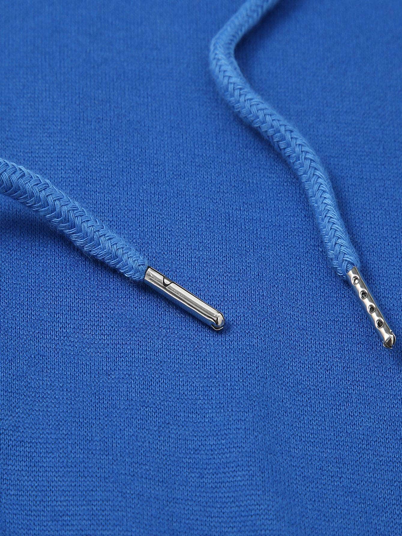 Azul / L Buzos con capucha con cordón con forro térmico unicolor