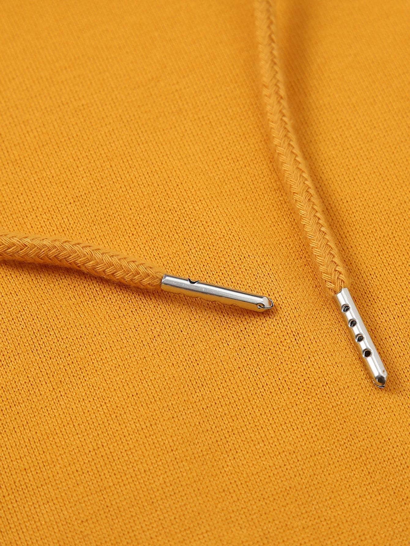 Amarillo / L Buzos con capucha con cordón con forro térmico unicolor