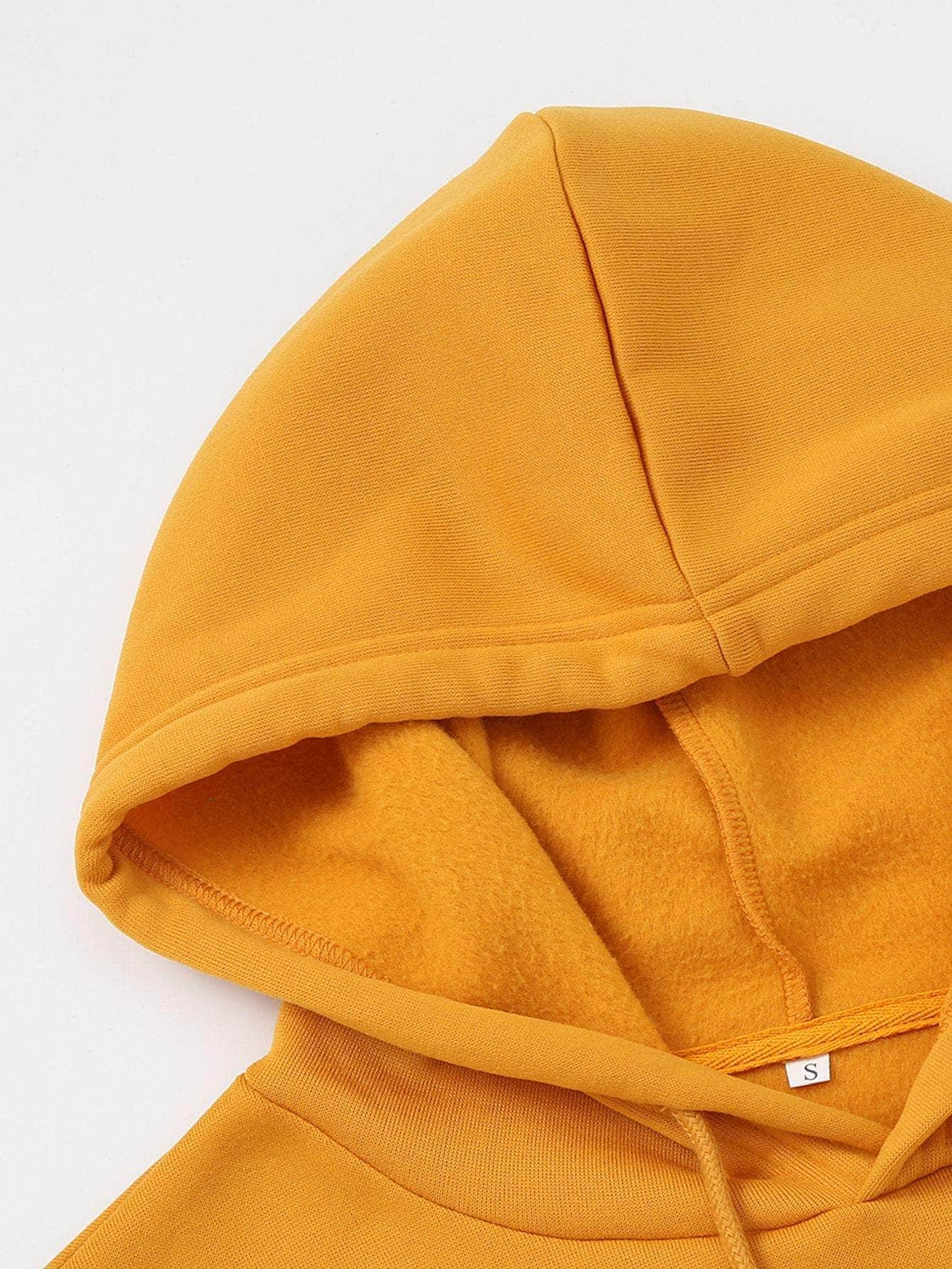Amarillo / M Buzos con capucha con cordón con forro térmico unicolor