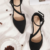 Muybonita.co Zapatosbajos Negro / EUR35 Zapatos de ante con tira con hebilla de punta