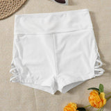 Blanco / S Shorts bikini con tira cruzada lateral