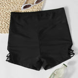 Negro / S Shorts bikini con tira cruzada lateral