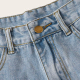 Lavado ligero / L Shorts jean rotos bajo crudo