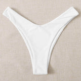 Blanco / XL Tangas bikini de pierna alta