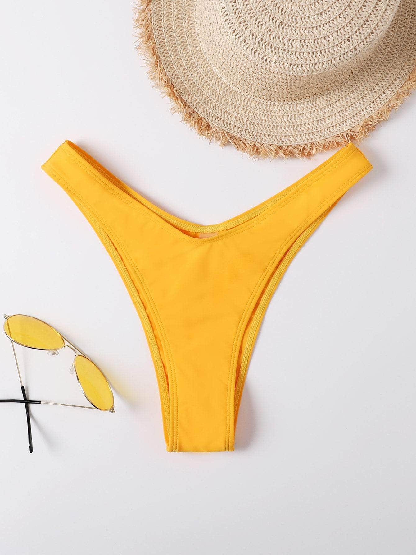 Amarillo / S Tangas de bikini cortadas altas