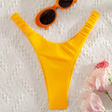 Amarillo / S Tangas de bikini de pierna alta
