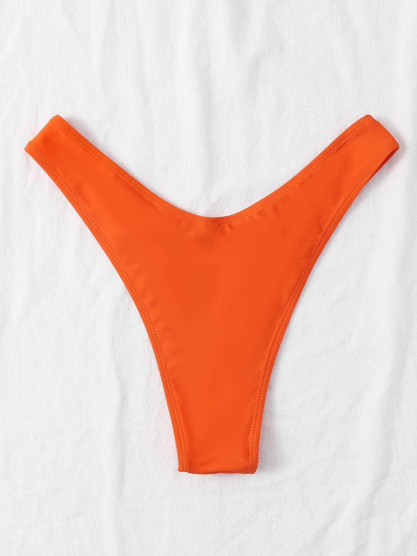 Naranja / M Tangas de bikini liso casual