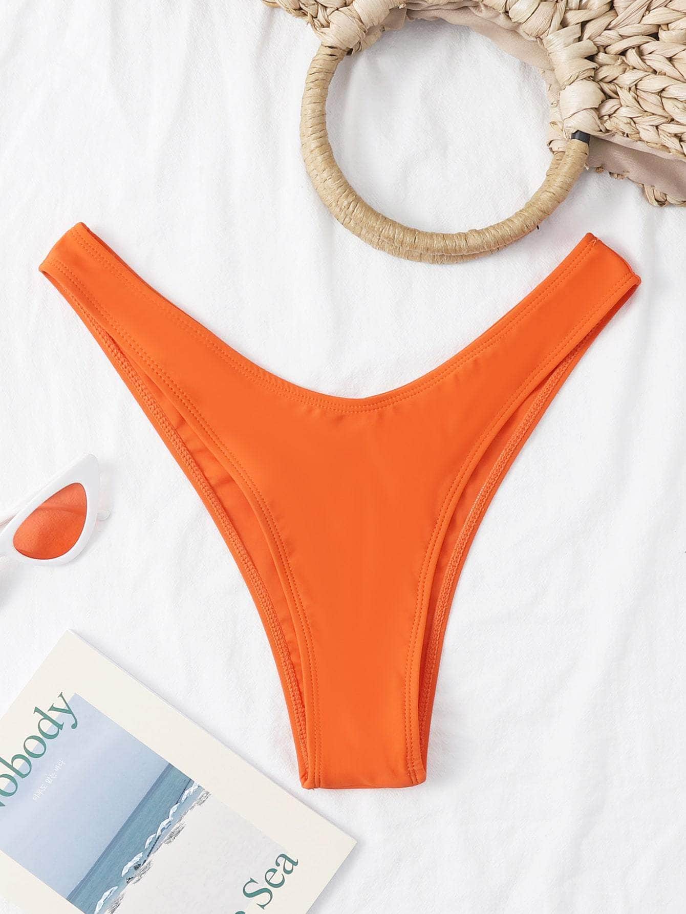 Naranja / S Tangas de bikini liso casual