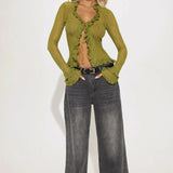 Top Con Abertura En Medio Sincerely That Girl - Verde Oliva