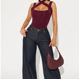 Camisa Top Every Direction Asymmetrical Criss Cross - Vino