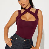 Camisa Top Every Direction Asymmetrical Criss Cross - Vino