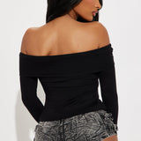 Camisa Top Royal Off Shoulder Lace Up - Negro