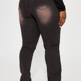 Pantalón De Mezclilla Ajustado Con Stretch Cutting Ties Tinted Stacked - Moca